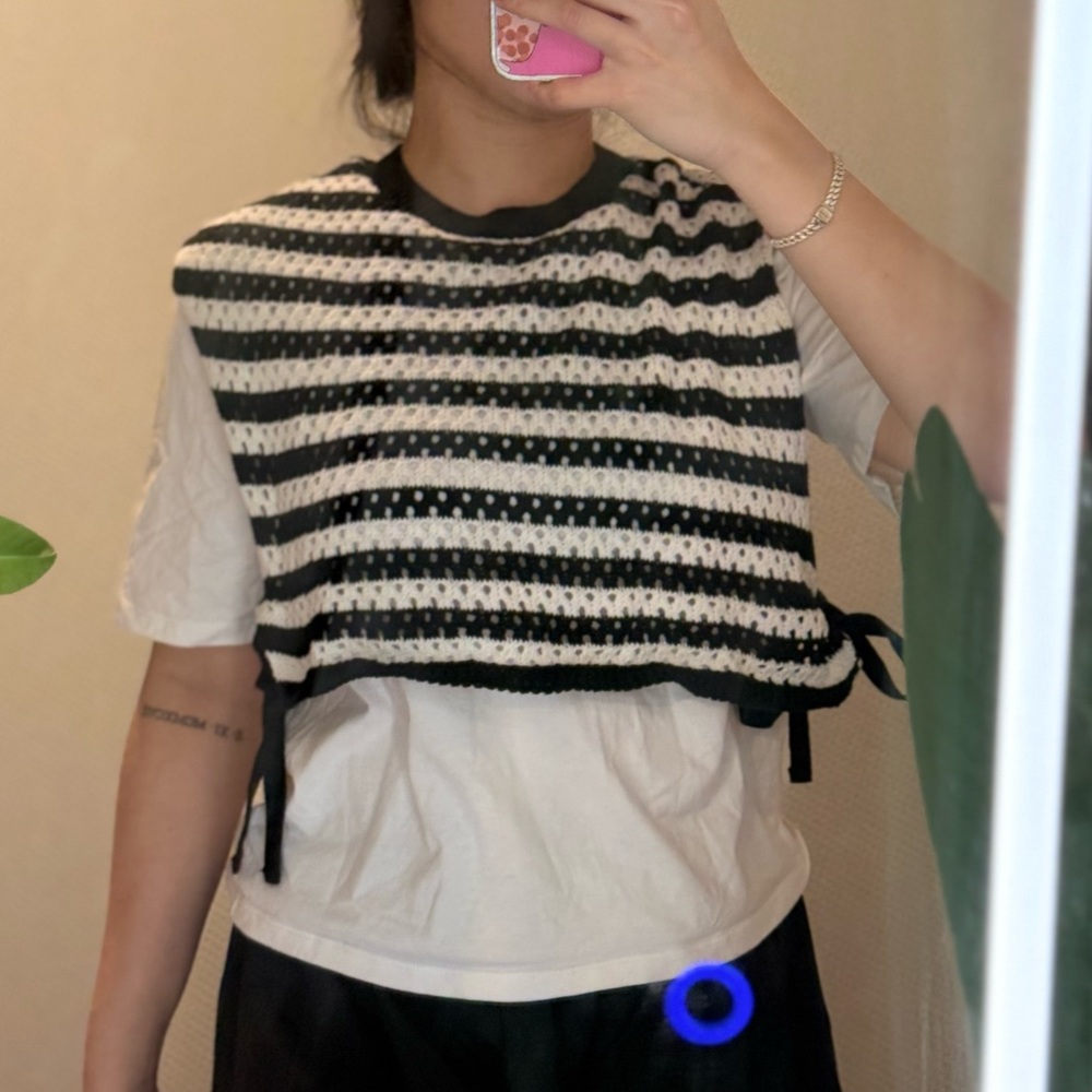 Striped Black and White Women's Top Zara like new 95%